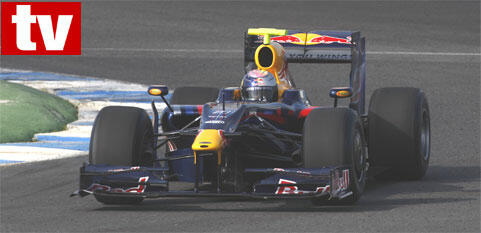 Red Bull racer på banan (AI text)