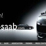 En bil med orden Saab räddning Saab på den. (AI text)