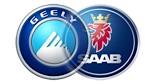 Saabs och Geelys logotyper (AI text)