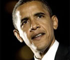 President Barack Obama talar på en sammankomst. (AI text)