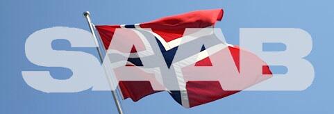 En norsk flagga fladdrar i vindens rebull (AI text)