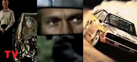 En man kör en bil i en film. (AI text)