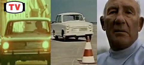 En man i en bil och en kvinna i en bil. (AI text)