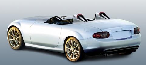 En vit sportbil med svart tak. (AI text)