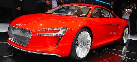 Audi R8-konceptbil på Detroit bilmässa (AI text)