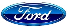En Ford-logga på en vit bakgrund. (AI text)