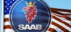 Saab-logotypen på en flagga (AI text)
