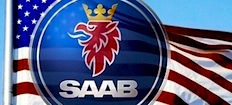 Saab-logotypen på en flagga (AI text)
