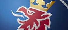 En lejonståg med krondiadem på en blå bakgrund (AI text)