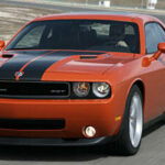 En Dodge Challenger SRT kör på en racebana. (AI text)