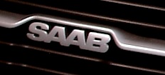 Saab-logotypen på ratten av en bil (AI text)