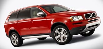 En röd Volvo XC90. (AI text)