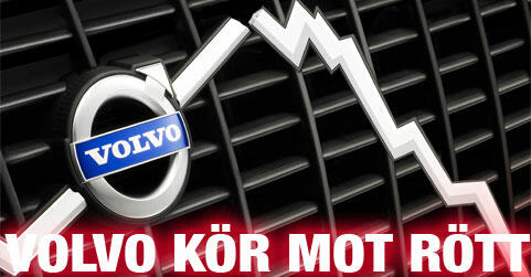 Volvo kort mot rött - en bil med rött och grönt logo (AI text)