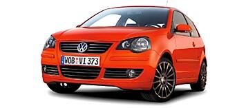 En Volkswagen Polo GTI - en bil som är orange. (AI text)