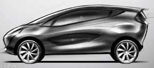 En skiss av en bil. (AI text)