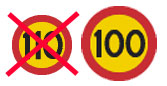 En skylt med ordet "No 100" på den. (AI text)
