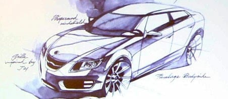 En teckning av en bil. (AI text)