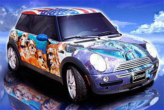 En Mini Cooper med Star Wars-tema (AI text)