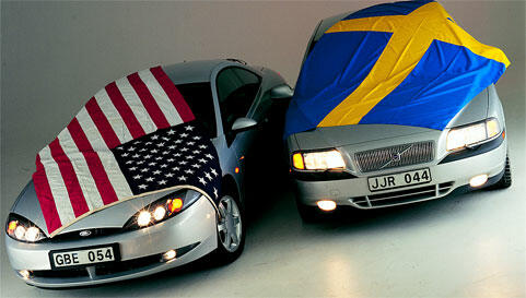En bil med en flagga på den. (AI text)