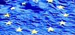 En europeisk flagga visas i bakgrunden. (AI text)