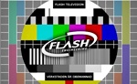 En TV-skärm med orden Flash Television. (AI text)