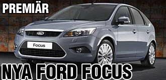 En Ford Focus med texten "Ny Ford Focus" (AI text)
