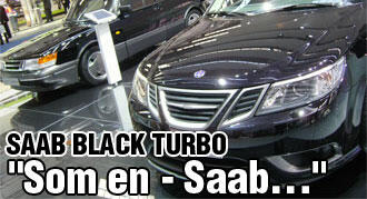 En svart Saab Turbo. (AI text)