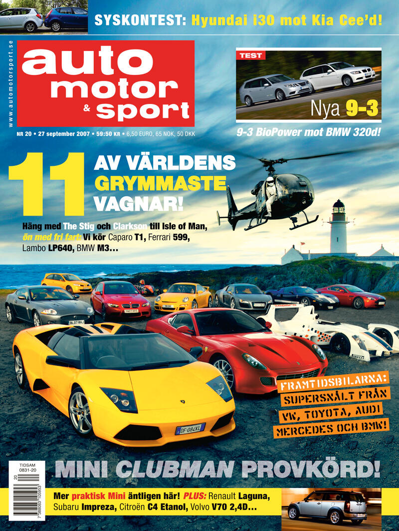 En tidningstäckt med en bil på den (AI text)