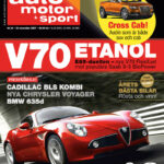 En omslag med en röd bil på det. (AI text)