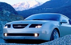 En Saab C3 parkerad på en stenig väg. (AI text)