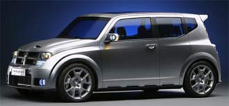 En silverfärgad bil på en grå bakgrund. (AI text)