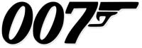 En svart och vit bild av ett 007-logotyp. (AI text)