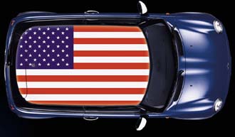 American flag-motivade bilfönsterklister (AI text)