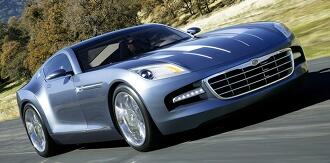 En sportbil kör nerför en väg. (AI text)