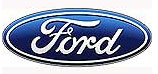 En Ford-logotyp på vit bakgrund. (AI text)