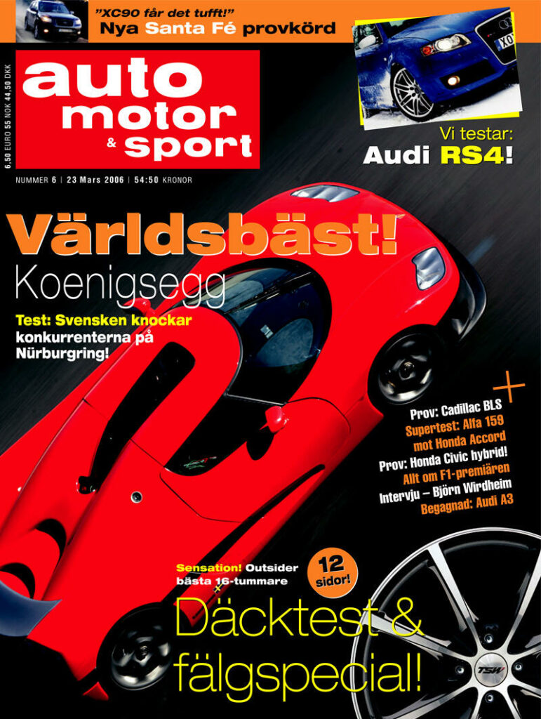 En omslag med en röd bil (AI text)