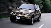 BMW X5 SUV kör nedför en bergsväg. (AI text)