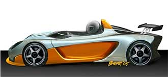 En bil med ett McLaren-logotyp på den. (AI text)