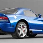 En blå Dodge Viper-sportsbil (AI text)