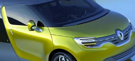 En framtida bil med gul yttre. (AI text)