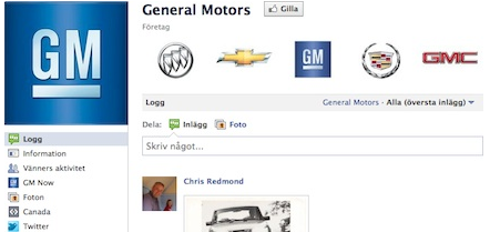 GM Motors Facebook-sida (AI text)