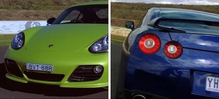 En grön och blå sportbil på en bana. (AI text)