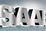 Saab-logotyp på en vägg (AI text)