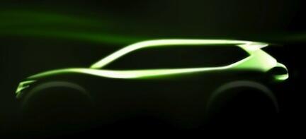 En grön bil i mörkret (AI text)