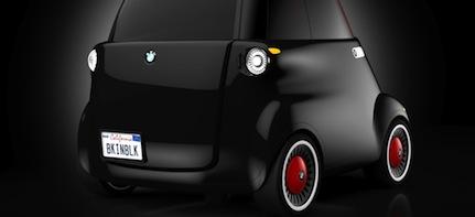 En liten svart bil med en röd lampa på den. (AI text)