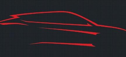 En röd bil med ett rött logo på en svart bakgrund (AI text)