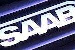 Saab-logotyp på en bil (AI text)