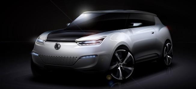 En konceptbil i en mörk förrum (AI text)