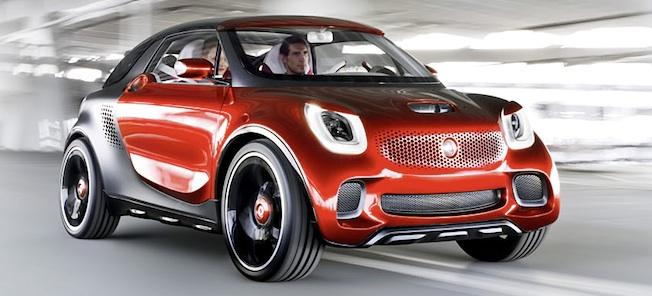 En intelligenta bil körer ner en gata. (AI text)