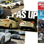 En tidskriftsomslag med en bil och en person (AI text)